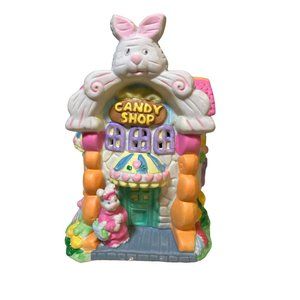 Easter Bunny Rabbit Village Candy Shop Ceramic Decor